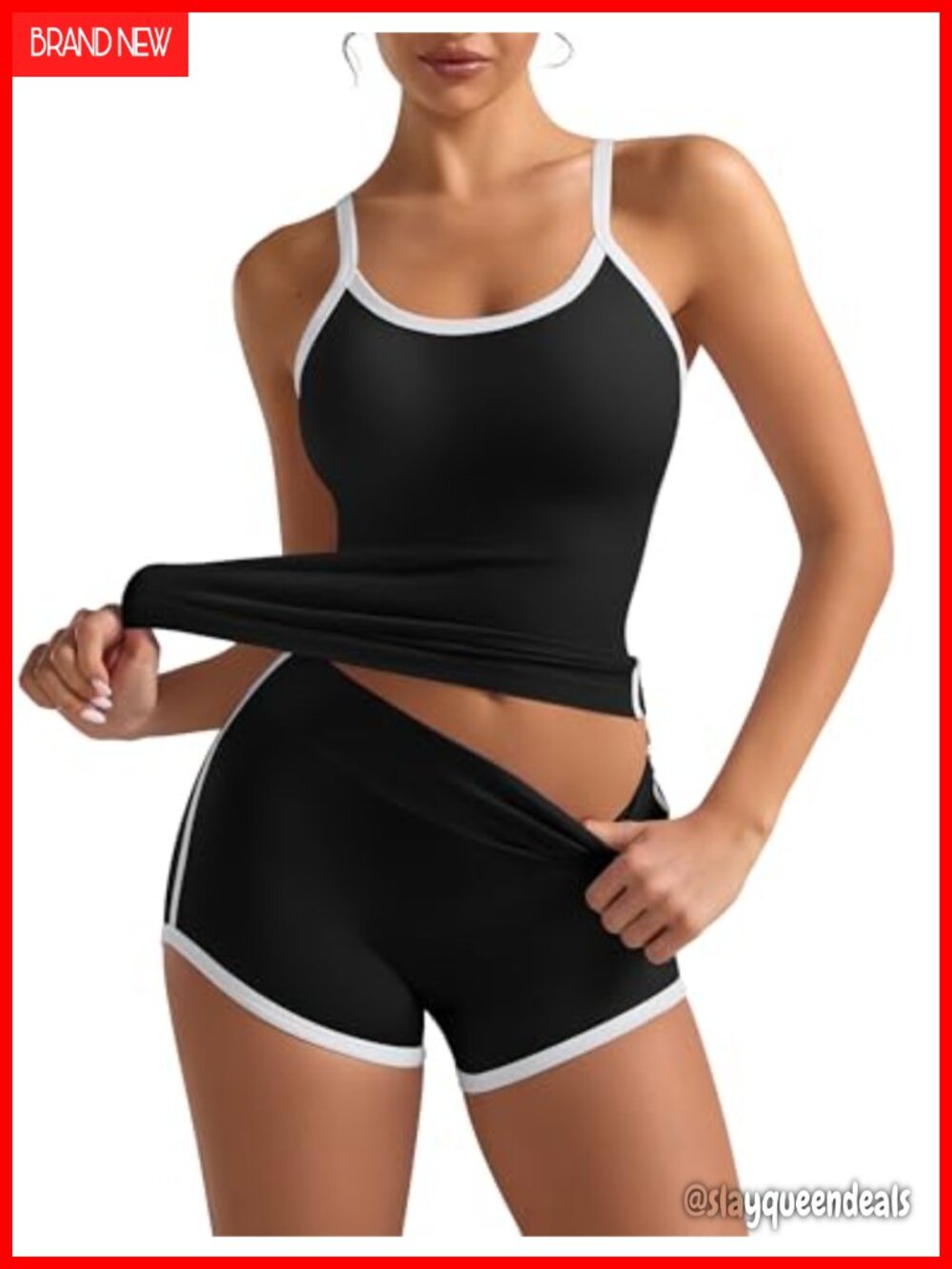 Women's Workout Set 2 Piece Cami Tank Top Mini Gym Shorts